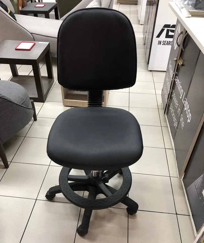 Black vinyl adjustable drafting chair