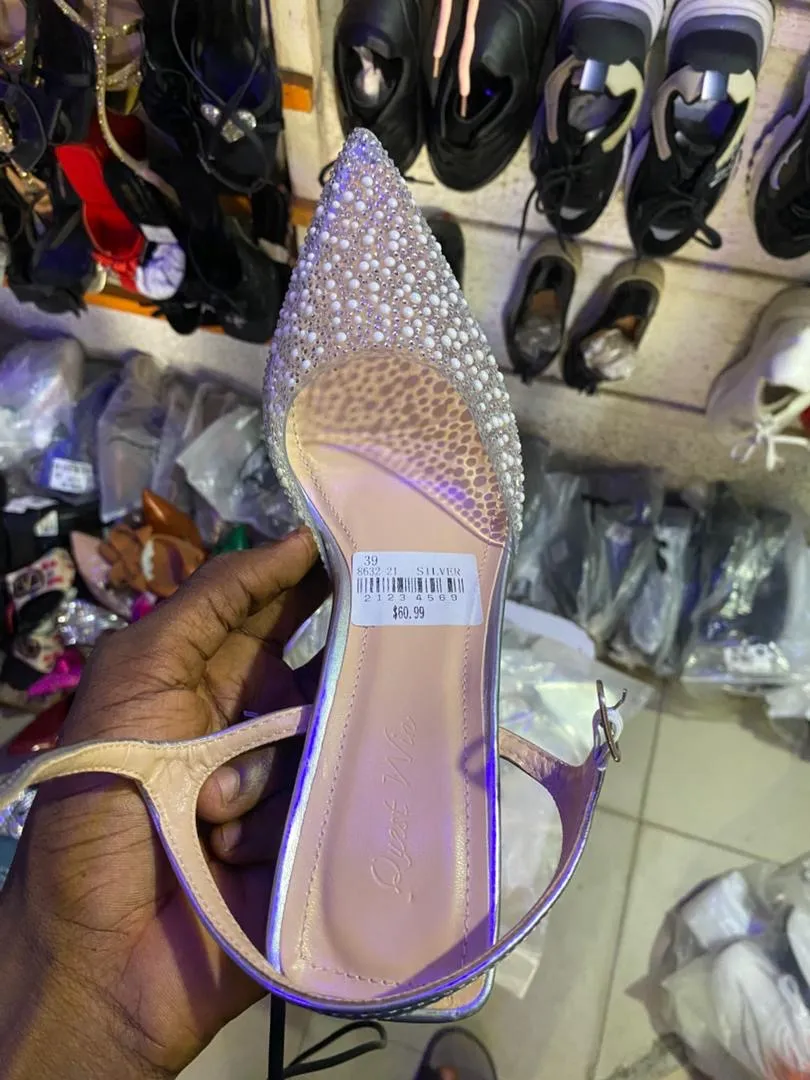 SILVER HIGH HEELS COVER SHOE